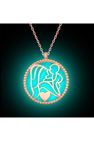 Gümüş Fosforlu Rose Anne Çocuk Sevgisi Kadın Kolye Rose Gold