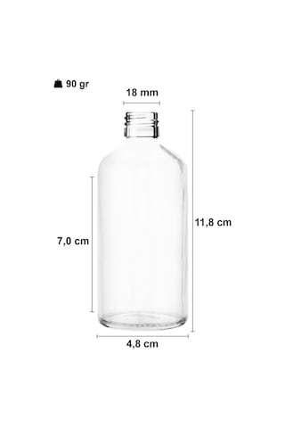 Çelik Roll On Şişesi 100 ML Sızdırmaz Siyah Kapaklı Şeffaf Cam Şişe 100 Adet