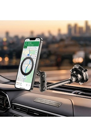 Magsafe İle Uyumlu Araç Telefon Tutucu Sj-t13, Vakumlu Vantuz Taban, 360 Dönebilen Başlık Ve Ayarlanabilir Çok Ek Diğer