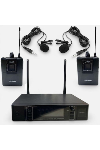Rose Rw-211-yy Uhf Kablosuz Telsiz Çift Yaka Mikrofon 2x100 Kanal