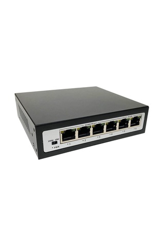 4 Port Ethernet PoE Switch, 6 Port (4+2) - 4 PoE Ports + 2 Uplink