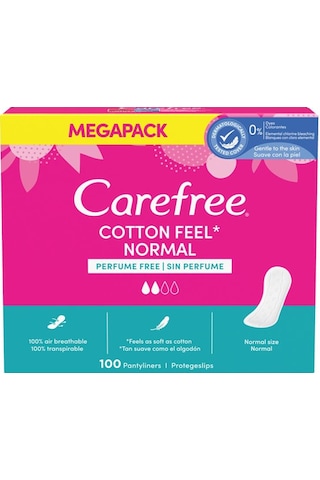 Carefree Cotton Feel Normal Parfümsüz Günlük Ped 100'lü Paket