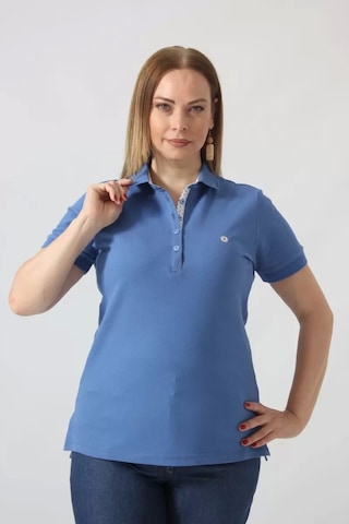 Moda Berray 21305 Kısa Kollu Büyük Beden Lacoste Kumas T-shirt İndigo İndigo