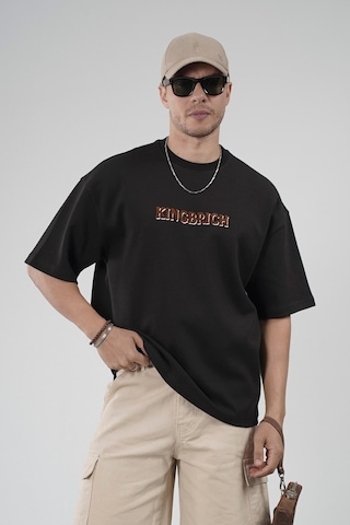 King-Brich Oversize Kalıp Kingbrich Baskılı Tişört Siyah