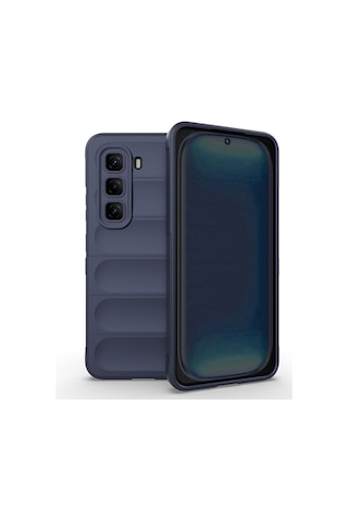 İnfinix Hot 50 4g Kılıf Esnek Tpu Oyuklu Arka Yüzey Tasarımlı Tchs Etnik Silikon Kapak - Lacivert Lacivert