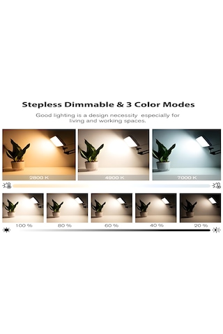 Smayling Masaüstü Led Panel Işık Ayarlanabilir Metal Kol 70 Cm , 3 Renk Modu, Kademesiz Dimmer, Video Konferans Yayın Çalışma Aydınlatma Lambası