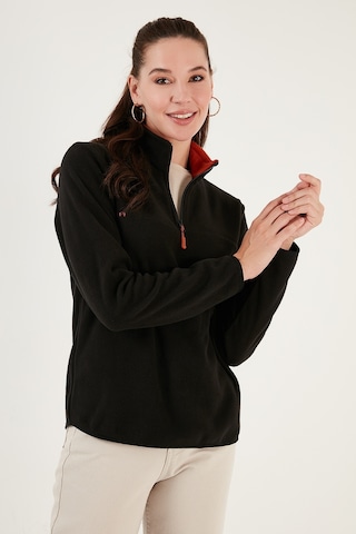 Lela Slim Fit Yumuşak Dokulu Anti-Pilling Tüylenme Yapmayan Yarım Fermuarlı Bayan Polar 5907000 Siyah