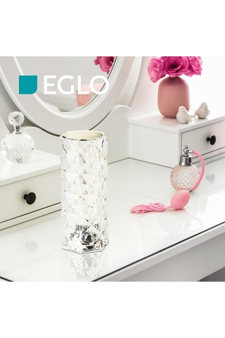 Lucignano Led Pilli Masa Lambası, Kristal Masa Lambası, Kablosuz, Rgb Renk Değişimli Kristal Lamba, Plastik, Şeffaf Çok Renkli