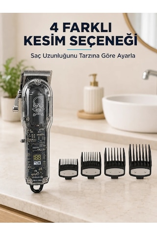 Saç Kesme Ve Tıraş Makinesi 4 Kılavuz Taraklı Ayarlanabilir Bıçaklı Lcd Ekranlı Şarj Edilebilir Profesyonel Tasarım Diğer