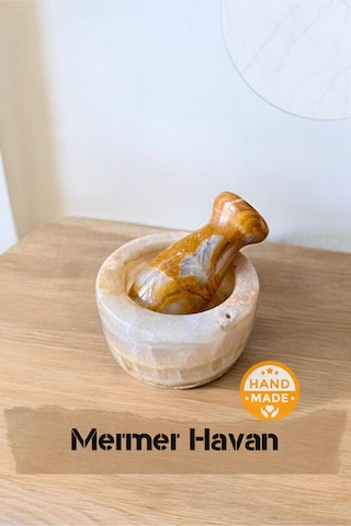 El Yapımı Mermer Havan Seti 6 X 4 Cm