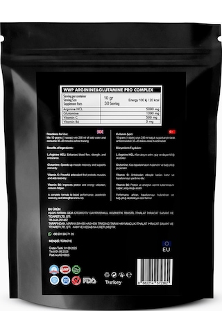 Wwp Arginine & Glutamine Kas Yıkımını Etkili Şekilde  300g Yaban Mersini Aromalı. Blueberry