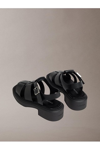 Calvin Klein Kadın Chunky Fisherm Deri Sandalet-14955 Siyah