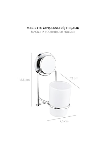 Okyanus Home Magic Fix Sihirli Yapışkan Krom Diş Fırçalık Krom