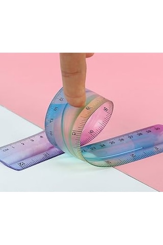 20 Cm Kırılmaz Esnek Cetvel Takımı 3 Lü Set Çok Renkli