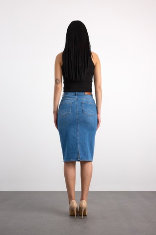 50286 73604 Kadın Regular Fıt Mıdı Denim Etek 50286-73604 Açık Mavi