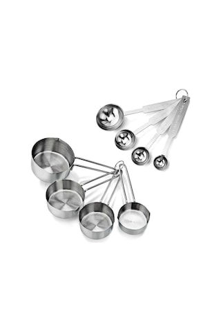 Fosenze 8 Parça Paslanmaz Çelik Ölçü Kupa Ve Kaşık Seti - Fırınlama Ve Pişirme İçin Dayanıklı, Yığılabilir, Lavabo Güvenli