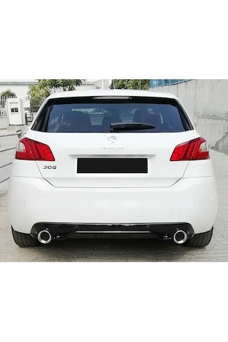 Peugeot 308 Uyumlu Race Difüzör Piona Black + Egzoz Ucu Kromlar 2013 Ve Üzeri