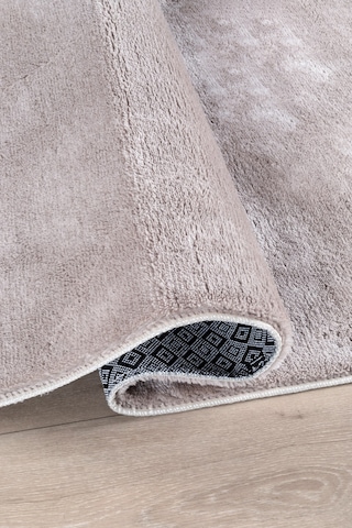 Vl Comfort Peluş Halı Gri Overloklu Kahverengi