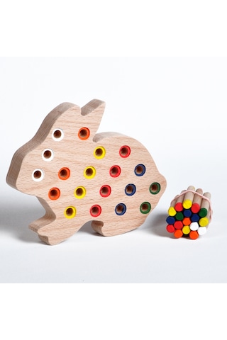 Ahşap Eğitici Doğal Renkli Tavşan Tak Çıkar Montessori Oyuncak