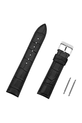 22mm Siyah Kroko Hakiki Deri Saat Kordonu Kayış
