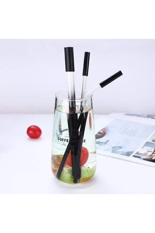 8'li Set Paslanmaz Çelik Metal Pipet, Renkli Ve Yeniden Kullanılabilir Yeşil