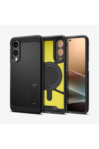 Spigen Samsung Galaxy S25 Edge İle Uyumlu Kılıf Tough Armor Aı Magfit Özellikli Kickstand Black Siyah