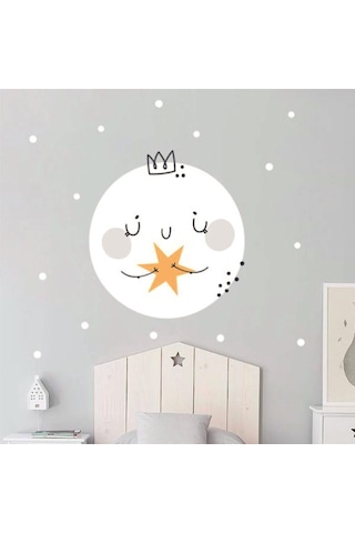 Sevimli Surat ve Polka Damlası Çocuk Odası Dekorasyon Sticker