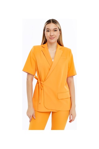 Selectmoda Kadın Yandan Bağlamalı Kısa Kollu Ceket Turuncu