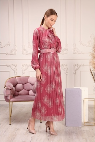 Aymeravm - Kravat Yaka Kemerli Kadın Elbise - She2225Ga