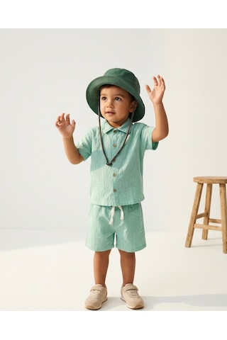 Baby Lory Kids Store Erkek Çocuk Renkli Dokuma Gömlekli Takım Açık Yeşil