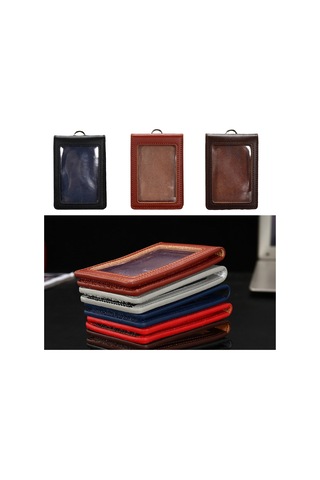 Deri Kimlik Kartı Tutucu Kartvizitlik Şeffaf Pencereli Kart Koruyucu Çanta Diğer