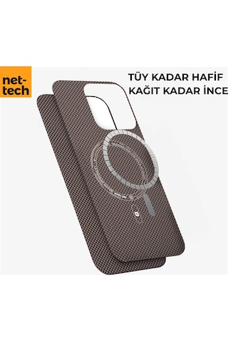 Nettech Apple Uyumlu iPhone 15 Pro Max Nt-n075 Kevlar Karbon Arka Koruma Kılıf - Siyah Siyah