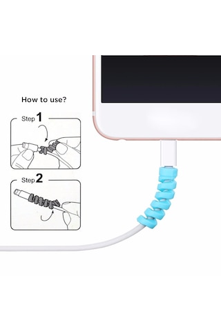 4& 39 Lü Apple, Android Şarj Kablosu Koruyucu Silikon Spiral Yay Aparat Diğer