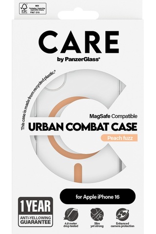 Flagship Apple Uyumlu iPhone 16 Magsafe  Urban Combat Şeffaf-şeftali Telefon Kılıfı Bej