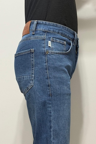 Hacker Denim Hacker Dmctekstil Erkek Y1002 Yüksek Bel Rahat Kesim Boru Paça Jean Pantolon Koyu Mavi