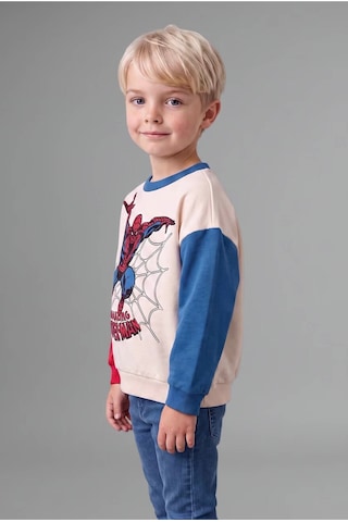 Defacto Marvel Spider-man Baskılı Renk Bloklu Oversize Sweatshirt Erkek Bebek I3542a526wner118 Ekru-er118
