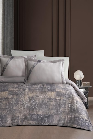 Dijital Saten Family Nevresim Takımı Bos Gri Gri