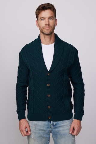 Tudors Erkek Slim Fit Dar Kesim Desenli Yumuşak Dokulu Düğmeli Yeşil Hırka-28816 Yeşil