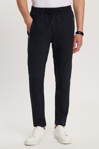 Tudors Unisex Standart Fit Pamuklu 2 İplik Fermuar Cepli Lastikli Bağlamalı Düz Paça Lacivert Eşofman Altı-34053 Lacivert