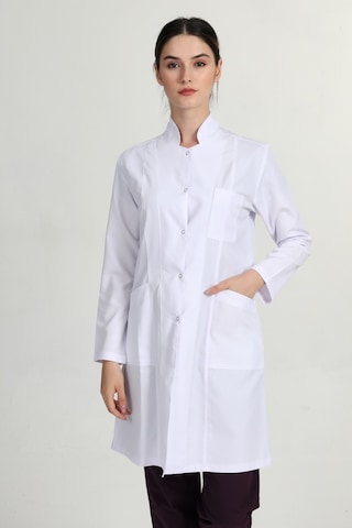 Önlük Kadın Uzun Hakim Yaka Doktor Hemşire Öğretmen Önlüğü Beyaz