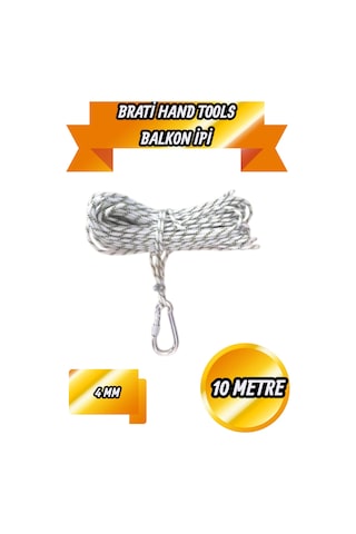 Balkon Ipi 4 Mm 10 Mt Dağcı Halatlı Ve Kancalı