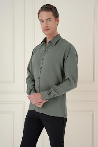 Efor Slim Fit %100 Modal Uzun Kol Klasik Haki Gömlek Gk 743 Haki