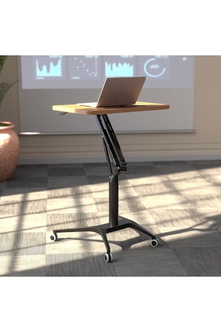 Karr Office D-FLEX-S Mobil Yükseklik Ayarlı Masa - Bambu Tabla - Siyah Ayak Bambu