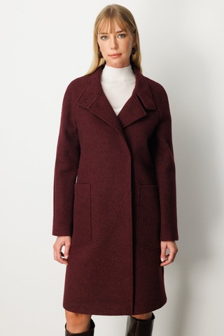Ekol Kadın Dokulu Torba Cepli Kaban 6051 Bordo Bordo