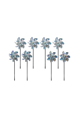 Qingmipy 8 Adet Parlak Kuş Kovucu Rüzgar Gülü - Bahçe Ve Tarla Koruma İçin Holografik Döner Çubuklar