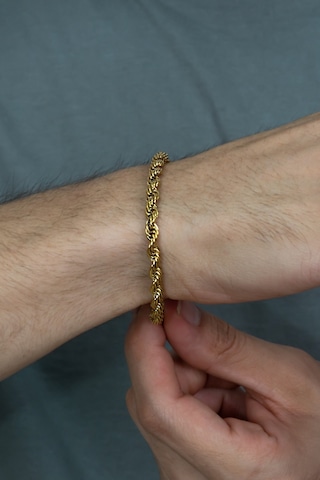 Kalın Sarı Halat Burgulu Erkek Çelik Bileklik 4 Mm Eck28B Beyaz