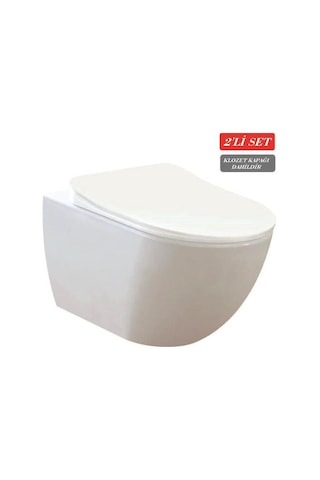 Creavit Free Rim-off Kanalsız Asma Klozet 1.kalite Fe322.02 + Duck Tp Yavaş Kapanan Kapak 2'li Set Beyaz