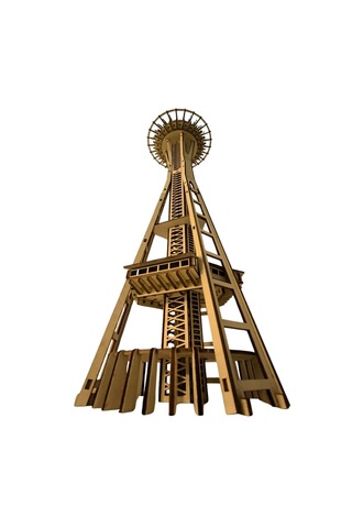 Space Needle Ahşap Maket Seti Dıy 3d Puzzle Seattle Kulesi Koleksiyoner Modeli 321 Parça