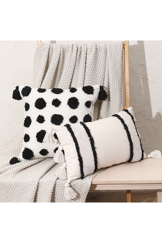 Teltree Nordik Bohemya Tarzı Tassel Dekoratif Yastık Kılıfı - Ofis/hotel/ev Kullanıma Uygun, 45x45cm, Toplu Alım Seçeneği Dokunsuz Çekirdek