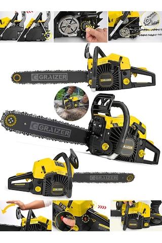 Graizer 6200 Benzinli Motorlu Testere Ağaç Odun Dal Kesme Makinesi Sarı